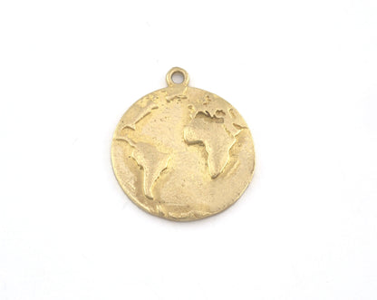 World Map Charms, Pendant, Raw Brass 21x18mm 5169