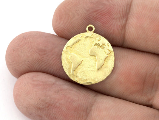 World Map Charms, Pendant, Raw Brass 21x18mm 5169