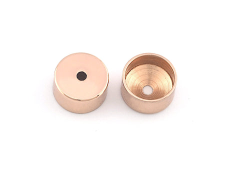 Ends cap brass 9x5mm (8mm inner) Rose Gold Plated cord tip ends, ribbon end, Top Hole ENC8 5147