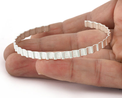 Zigzag Bracelet Base, Shiny Silver plated brass 5189