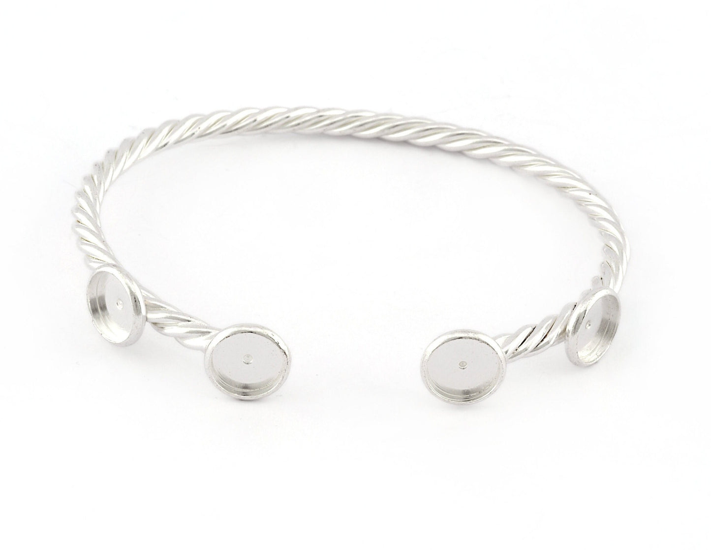 Twisted, Spirals, Swirl Bracelet Base, Blank Bezel Settings, Shiny Silver plated Copper (8mm Blank) 5191