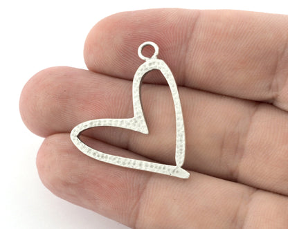 Heart Charms, Pendant, Antique Silver Plated Brass 31mm 5159 newline