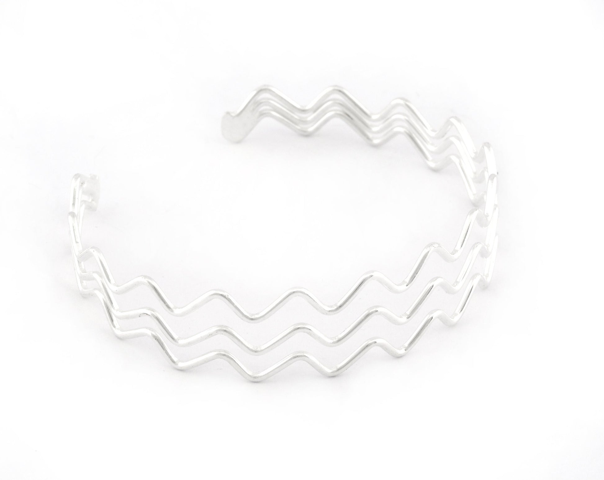 Zigzag Bracelet Base, Shiny Silver plated brass 5192