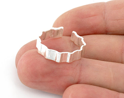 Ruffle Ring Adjustable Antique Silver, Shiny Silver, Shiny Gold Plated Brass (18mm 8US inner size) 5197