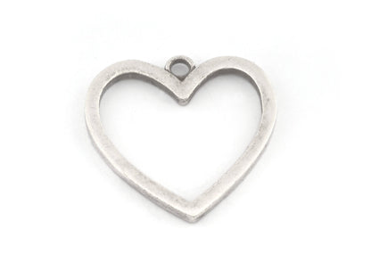 Heart Frame Charms, Pendant, Antique Silver Plated Brass 26x25mm 5153 newline