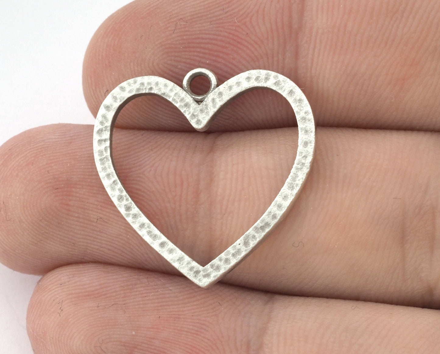 Heart Frame Charms, Pendant, Antique Silver Plated Brass 26x25mm 5153 newline