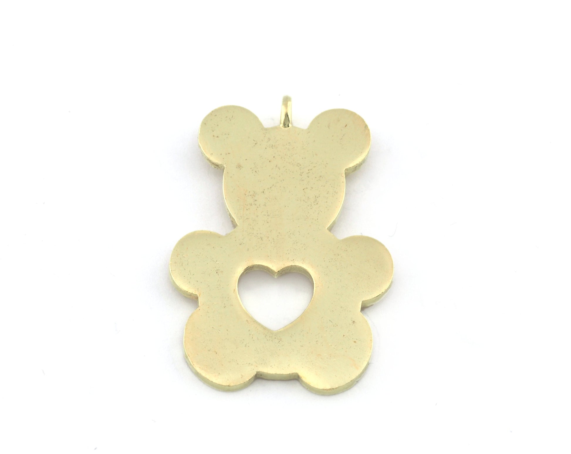 Bear, Heart Charms Pendant, Gold Plated Brass 40x27mm 5171 newline