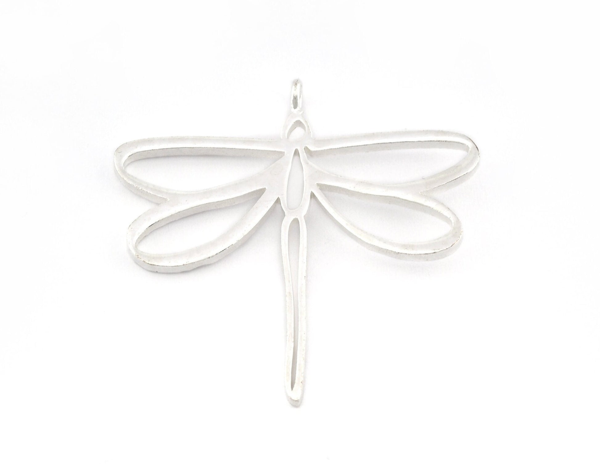 Dragonfly Charms, Pendant, Shiny Silver Plated Brass 38x38mm 5160 newline