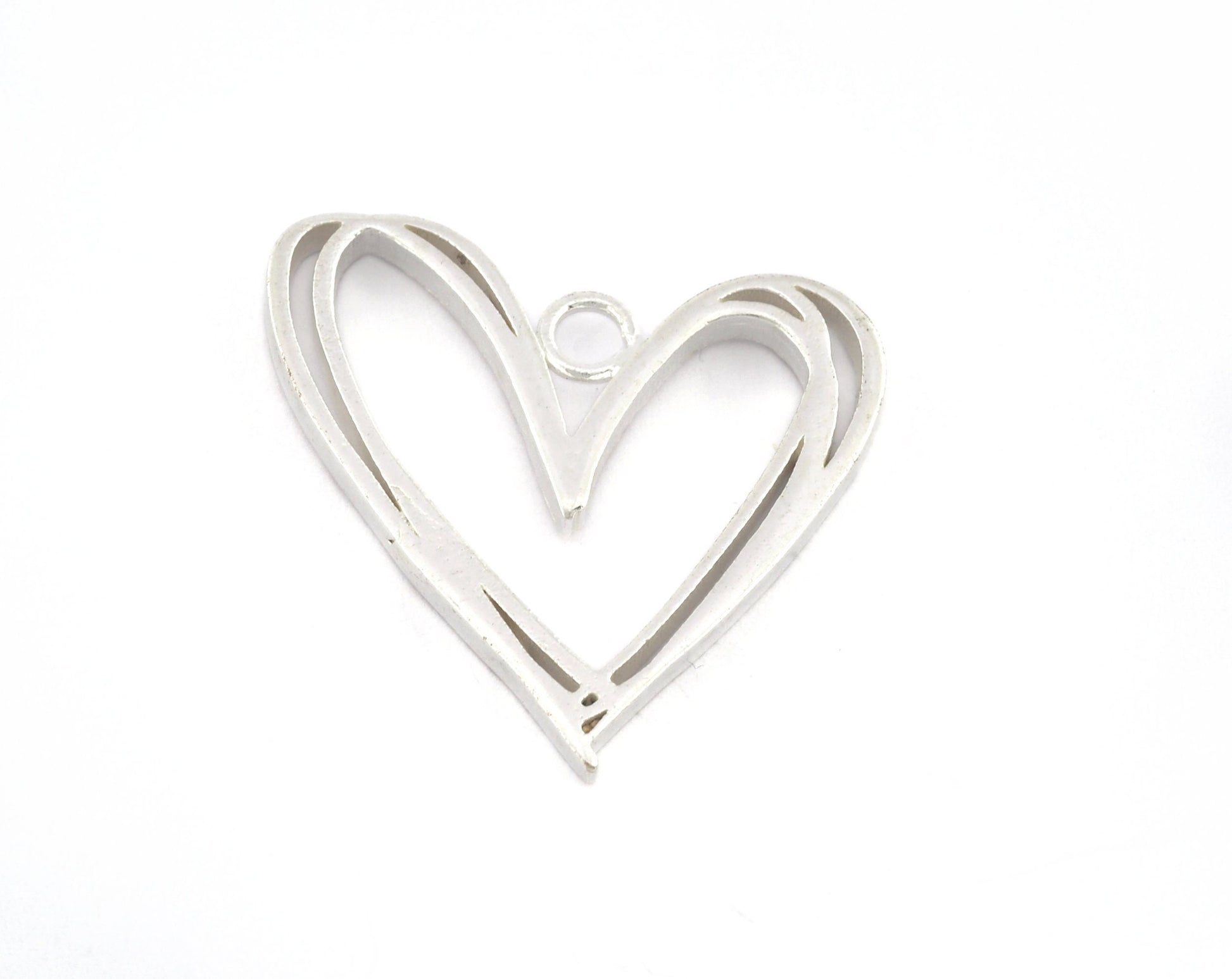 Heart Charms, Pendant, Shiny Silver Plated 30x27mm 5162 newline