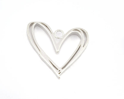 Heart Charms, Pendant, Shiny Silver Plated 30x27mm 5162 newline
