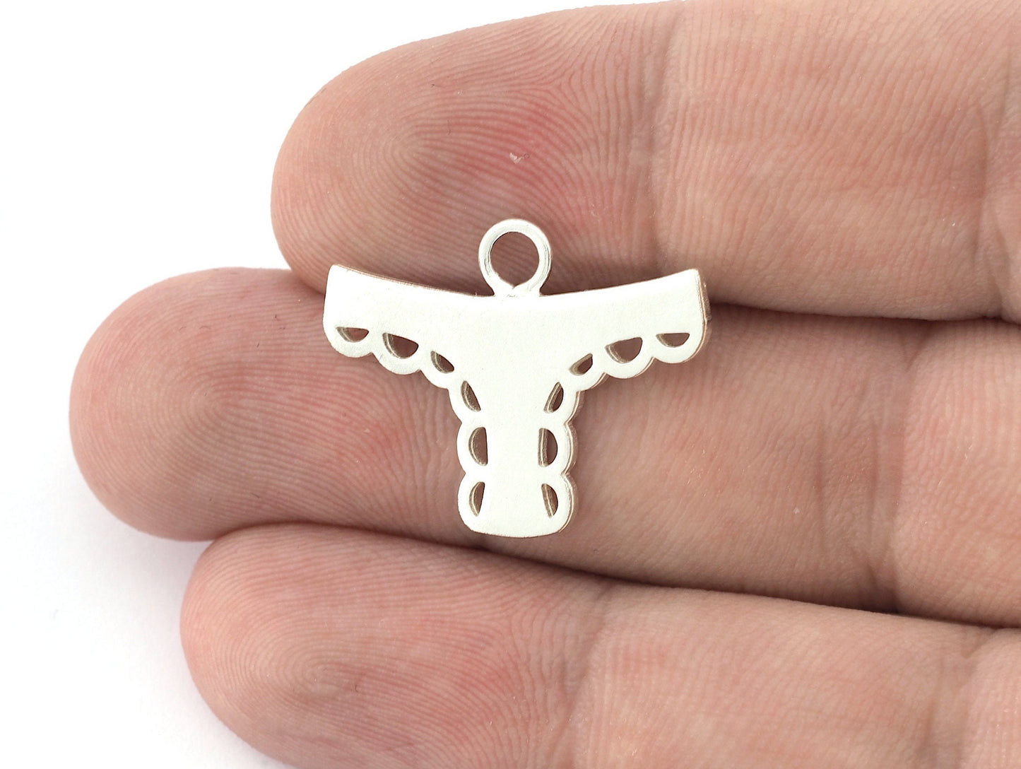 Panties Charms, Pendant, Shiny Silver Plated Brass 26x20mm 5161 newline