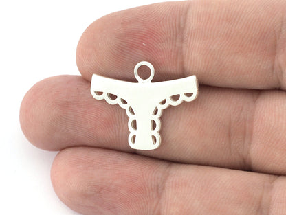 Panties Charms, Pendant, Shiny Silver Plated Brass 26x20mm 5161 newline