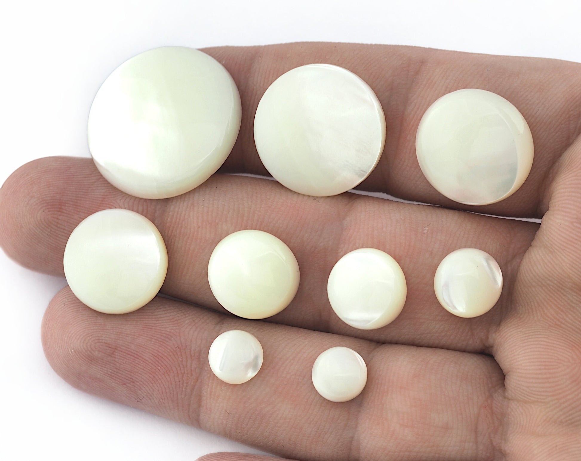 Mother of Pearl Round Dome Gemstone Flat Back Cabochons 8 10 12 14 16 18 20 25 mm no hole cab68-6