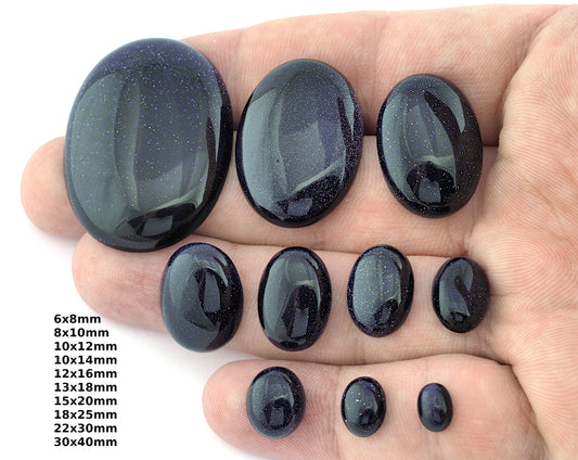 Blue Gold Stone Oval Dome Gemstone Flat Back Cabochons 6x8 8x10 10x12 10x14 12x16 13x18 15x20 18x25 22x30 30x40 mm no hole cab71-1