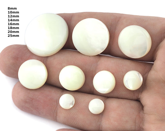 Mother of Pearl Round Dome Gemstone Flat Back Cabochons 8 10 12 14 16 18 20 25 mm no hole cab68-6