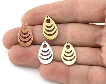 Drop Shape Charms one hole 20x11.5mm (0.8mm) Raw brass - Antique Bronze - Antique Copper - Antique Silver charms earring parts 5203