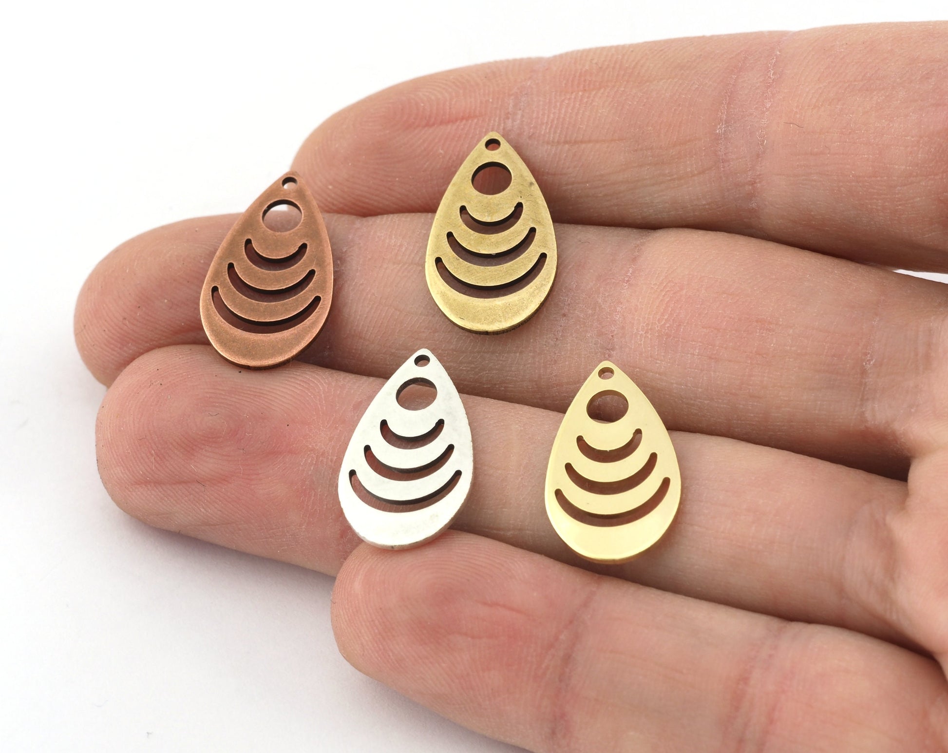 Drop Shape Charms one hole 20x11.5mm (0.8mm) Raw brass - Antique Bronze - Antique Copper - Antique Silver charms earring parts 5203