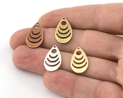 Drop Shape Charms one hole 20x11.5mm (0.8mm) Raw brass - Antique Bronze - Antique Copper - Antique Silver charms earring parts 5203