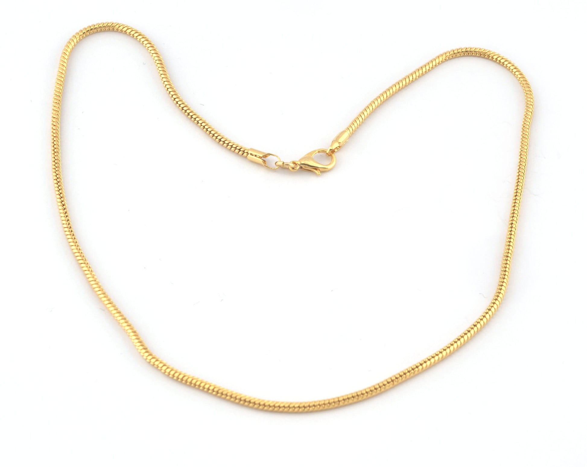 Gold Plated snake brass chain, Jewelry making chain with connectors and lobster clasp 2.2mm optional lenght 5173 5174