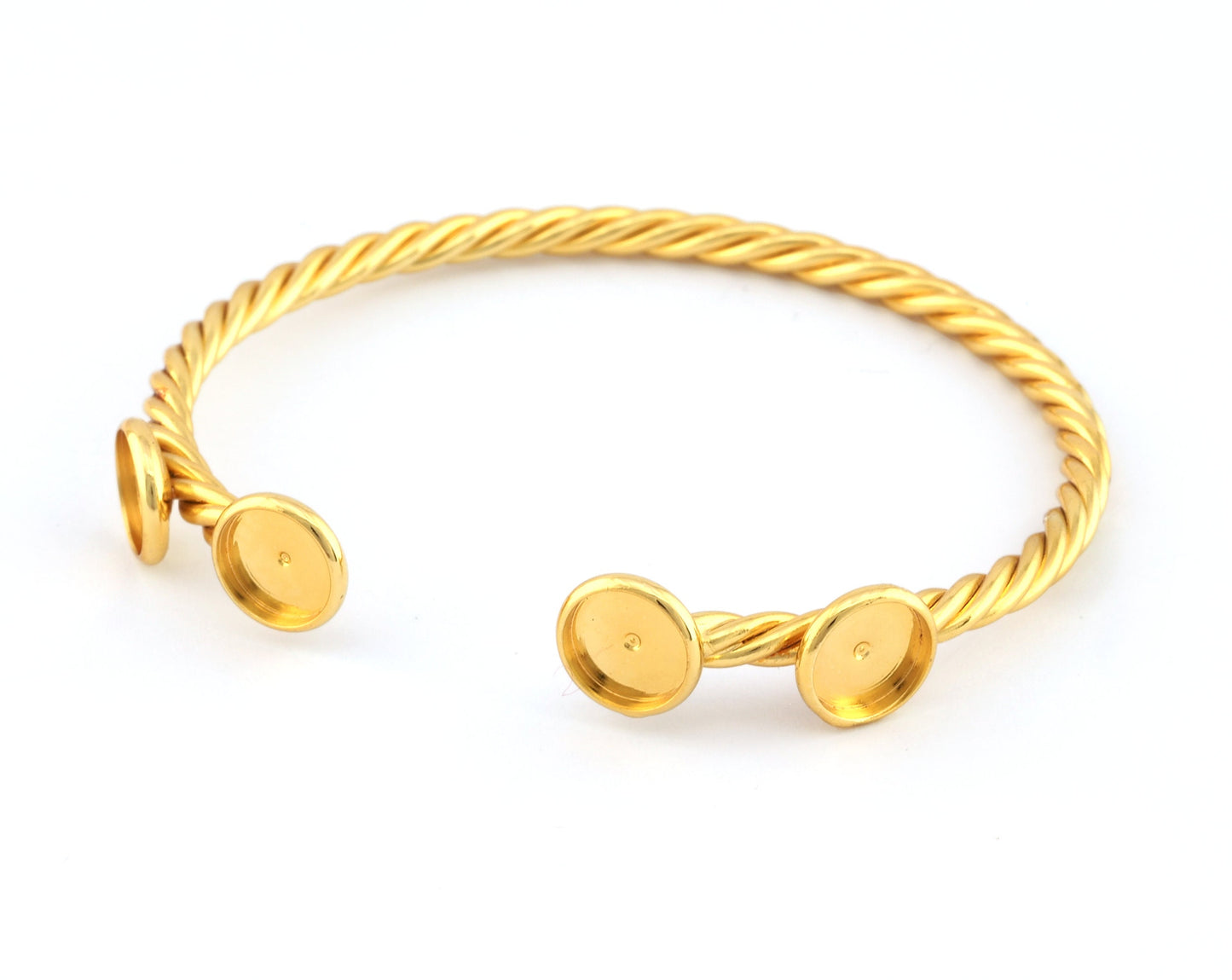 Twisted, Spirals, Swirl Bracelet Base, Blank Bezel Settings, Shiny gold plated Copper (8mm Blank) 5191