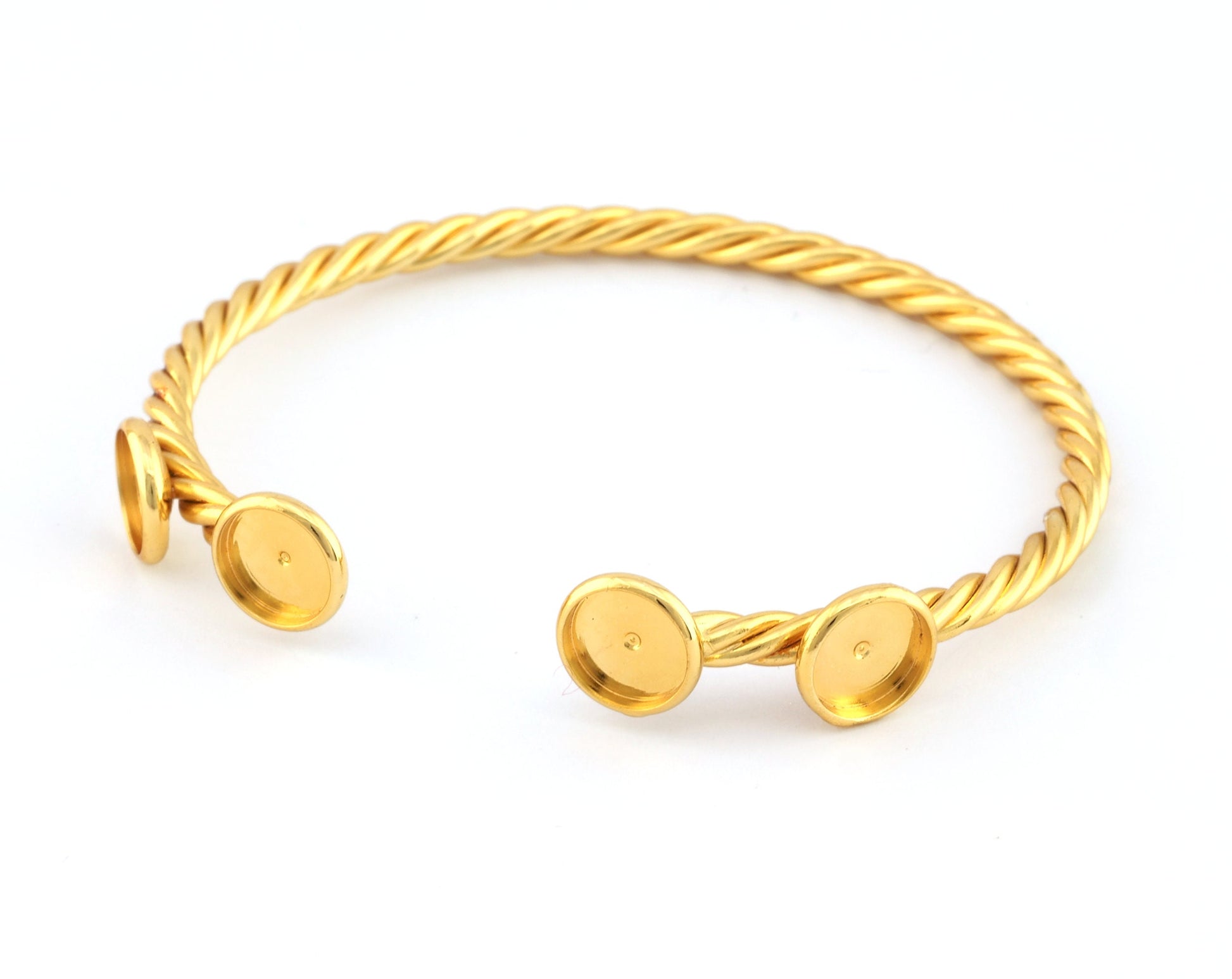 Twisted, Spirals, Swirl Bracelet Base, Blank Bezel Settings, Shiny gold plated Copper (8mm Blank) 5191