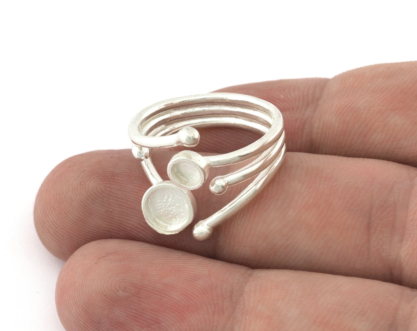 Adjustable Ring Bezel Setting 4mm and 6 mm Round Setting Raw Brass , Antique silver, Shiny silver, Shiny gold plated (7US - 9US size ) 4787