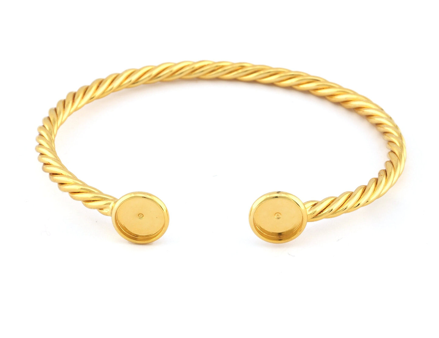 Twisted, Spirals, Swirl Bracelet Base, Blank Bezel Settings, Shiny Gold plated copper (8mm Blank) 5190