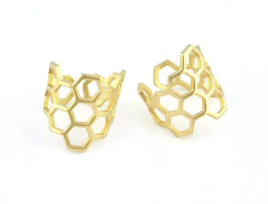 Honey Comb Ring, Adjustable Raw brass (6US - 8US inner size) 5217