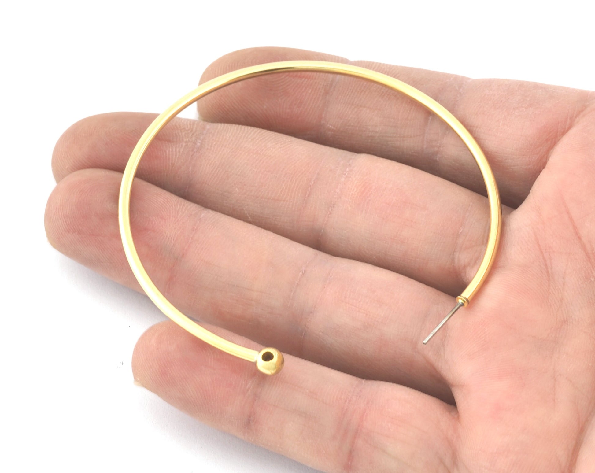 Hoop Earring, Big Round Setting Base Stud, Dangle Earring making Raw brass , 63mm S324 newline