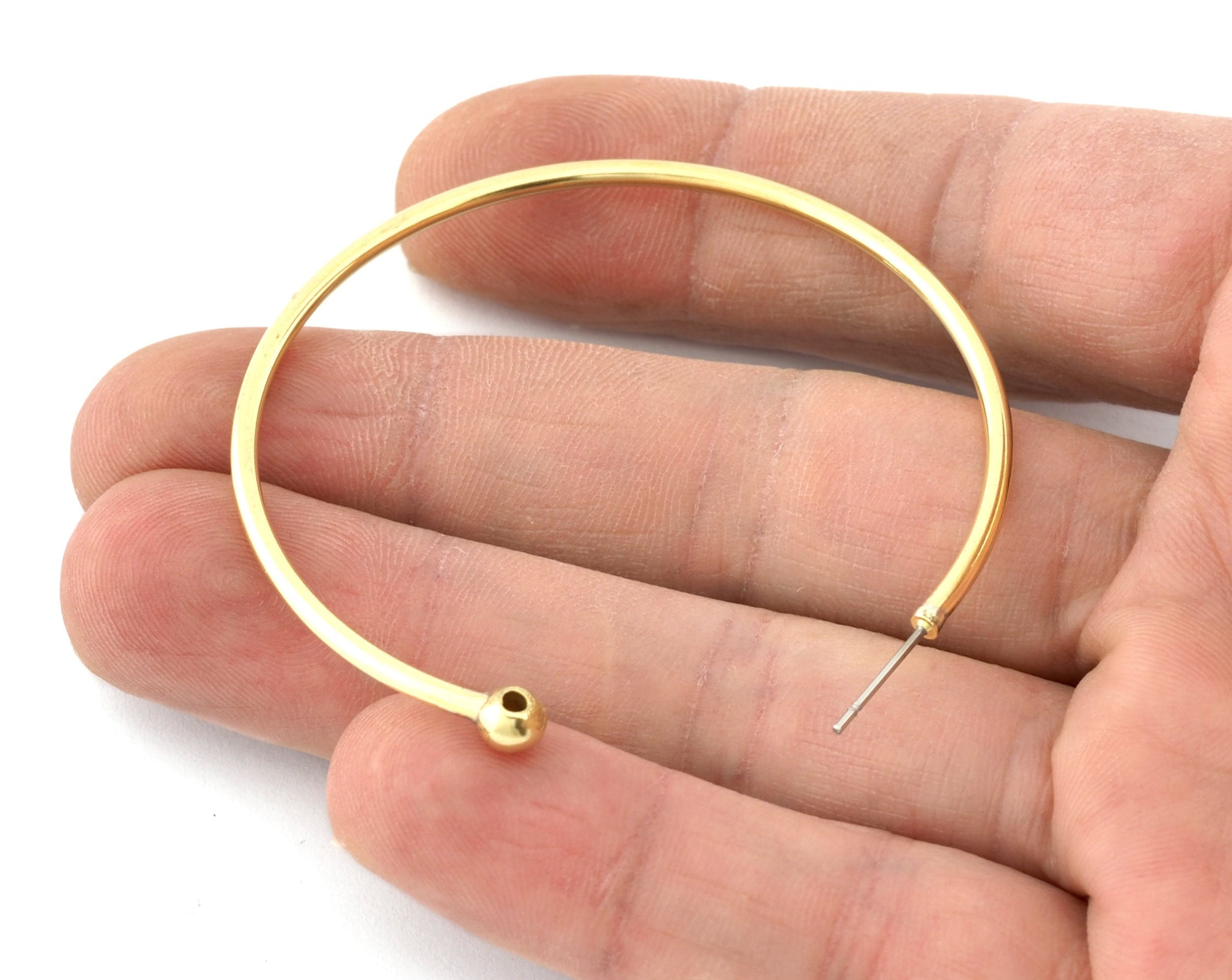 Dangle Earring making, Hoop Earring, Big Round Setting Base Stud, Raw brass , 55mm S325 newline