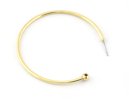 Dangle Earring making, Hoop Earring, Big Round Setting Base Stud, Raw brass , 55mm S325 newline