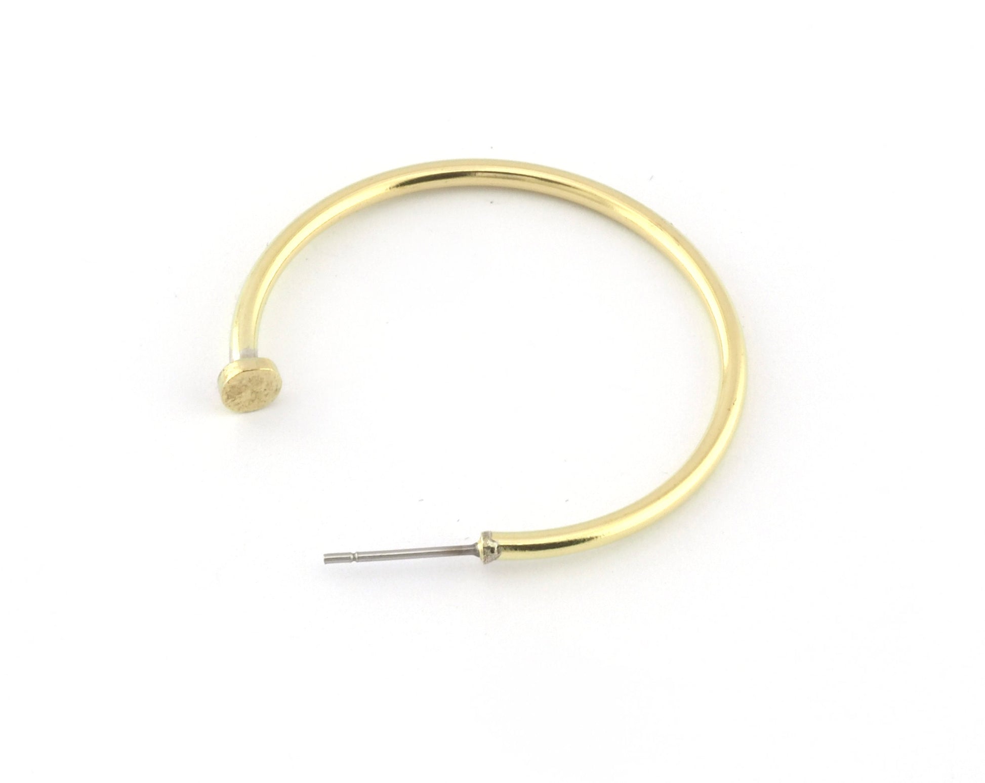 Dangle Earring making, Hoop Earring, Flat Nail Head Round Setting Base Stud, Raw brass , 36mm S327 newline