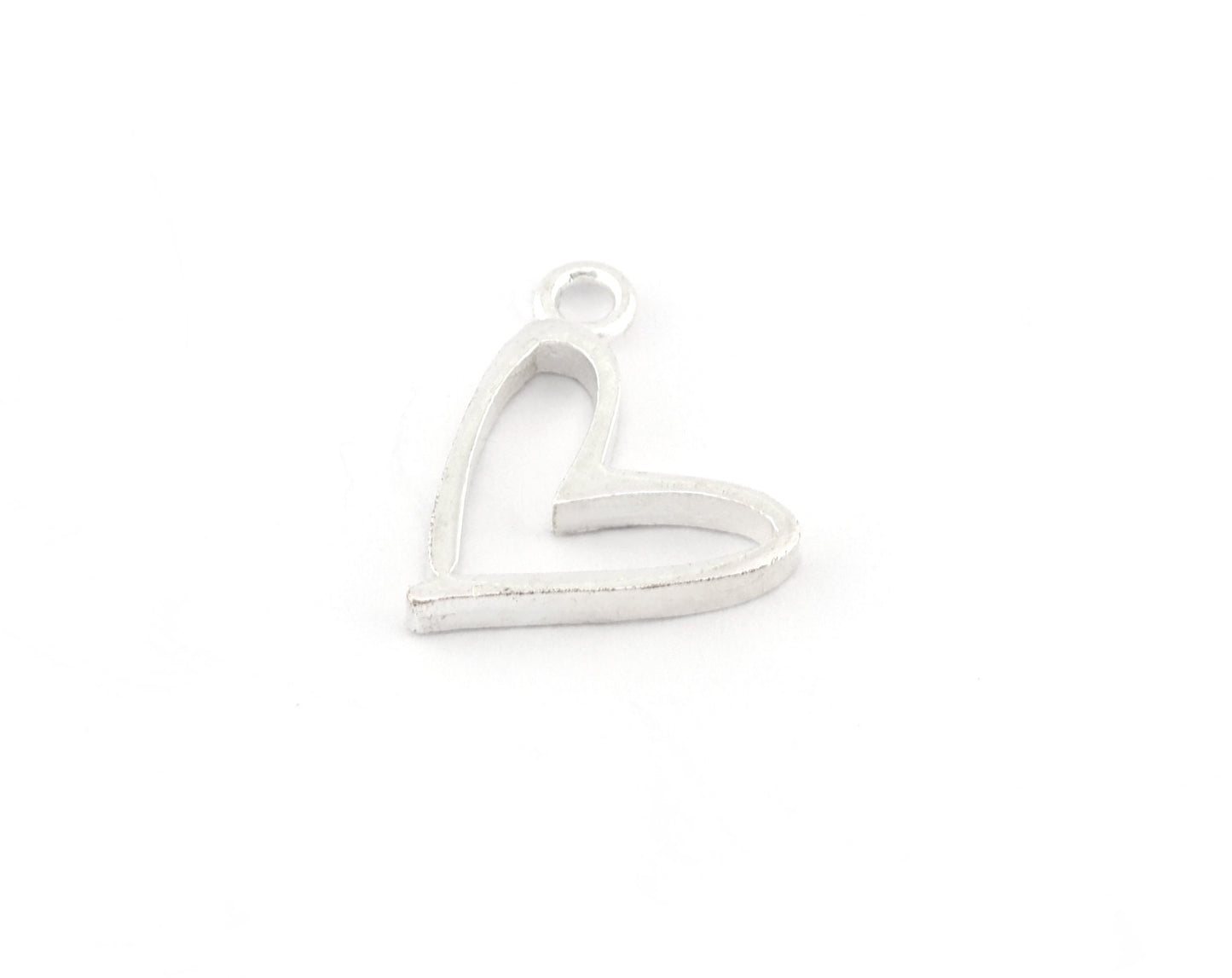 Heart Charms, Pendant, Shiny Silver Plated Brass 16.5mm 5166 newline