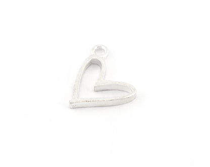 Heart Charms, Pendant, Shiny Silver Plated Brass 16.5mm 5166 newline