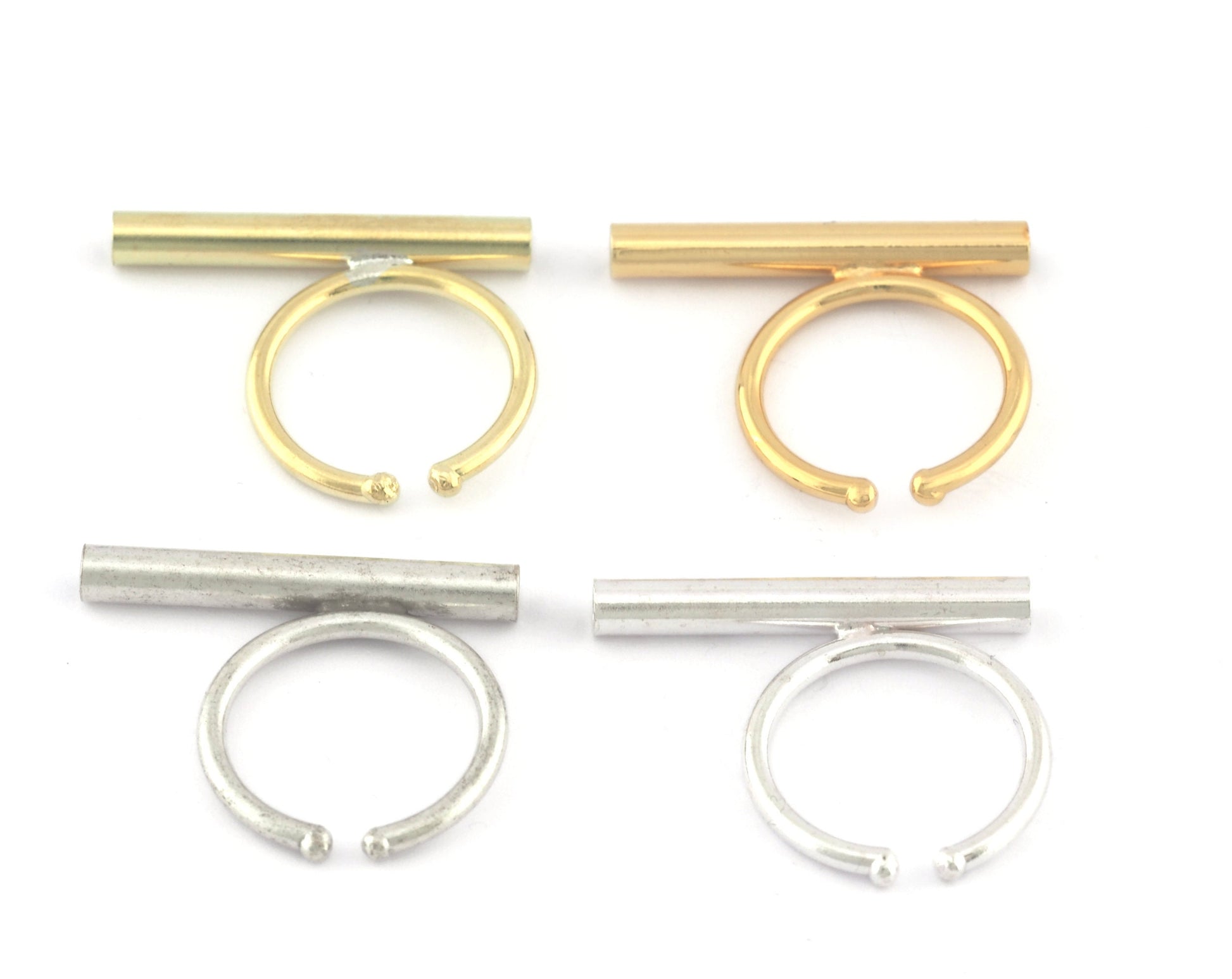 Round Tube Adjustable Ring Blank Raw Brass - Antique silver - Shiny silver - Shiny gold plated (30mm Tube ) 5178