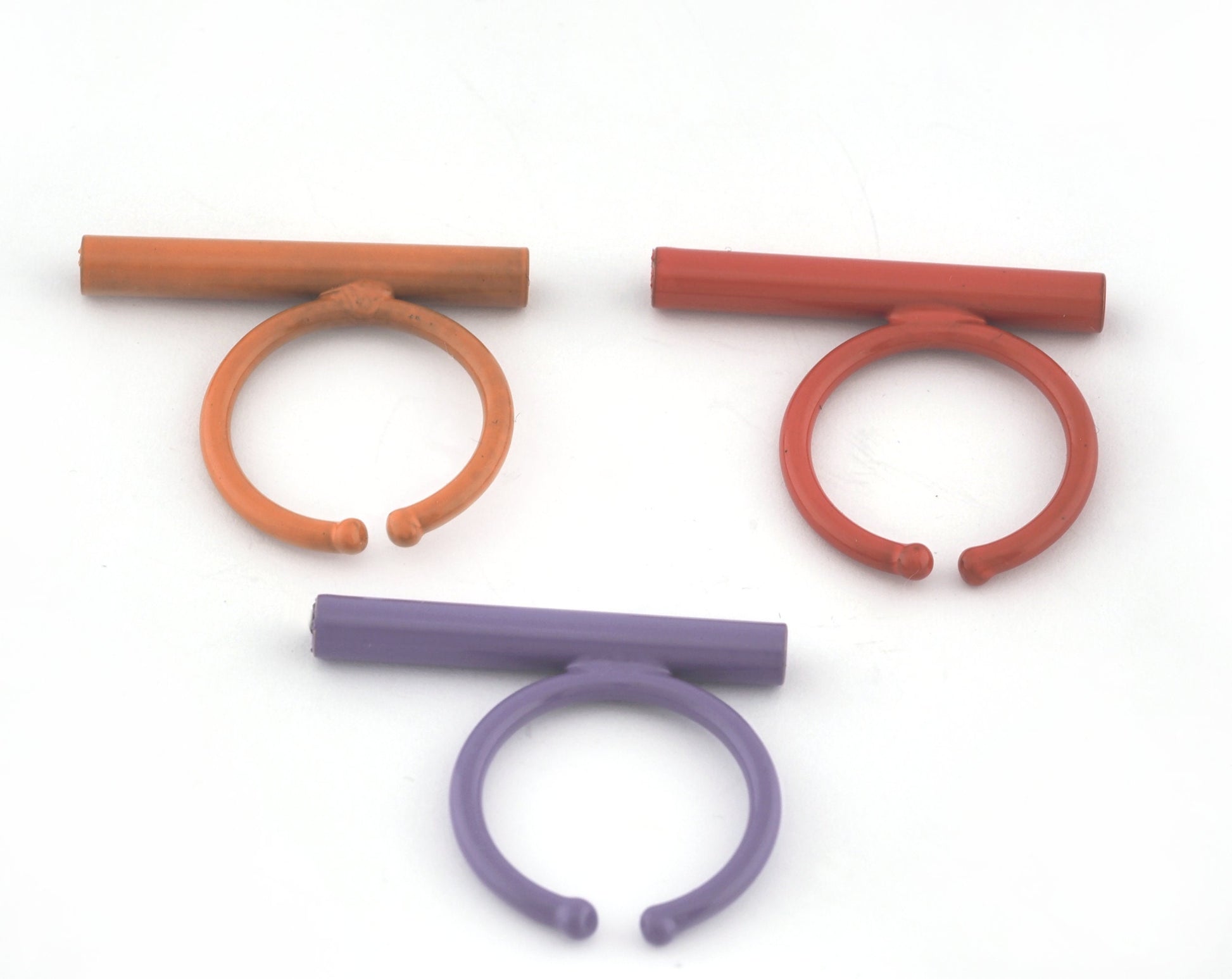 Round Tube Adjustable Ring Blank Brass - Orange - Red - Lilac Painted Brass (30mm Tube ) 5178