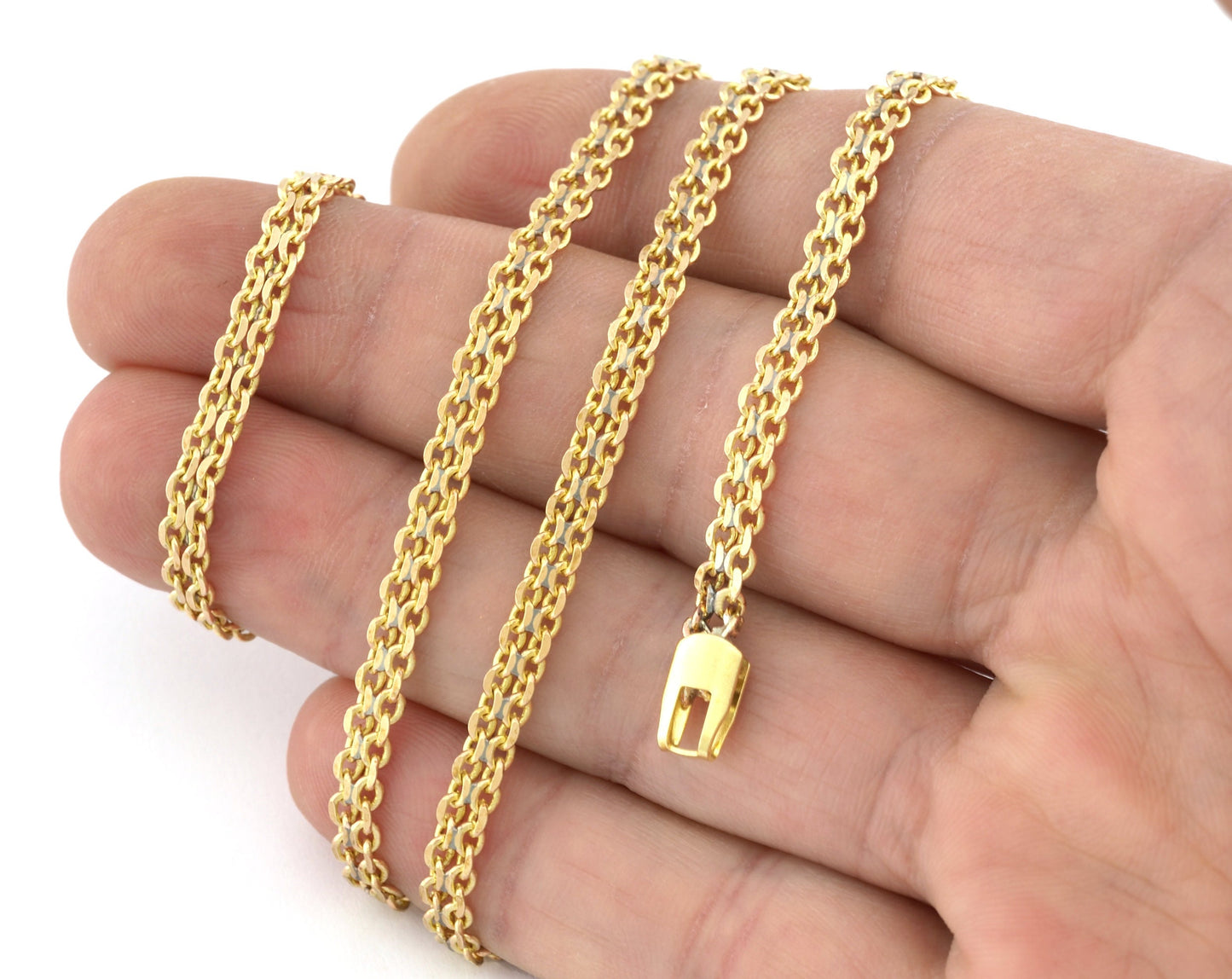 Twin Oval Chain Bracelet Necklace Making Raw brass 4mm link chain s335