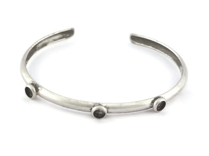 Curved Bracelet Base, Blank Bezel Settings, Antique Silver plated Brass (4mm Blank) 5193