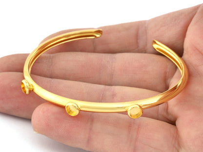 Curved Bracelet Base, Blank Bezel Settings, Shiny gold plated Brass (4mm Blank) 5193