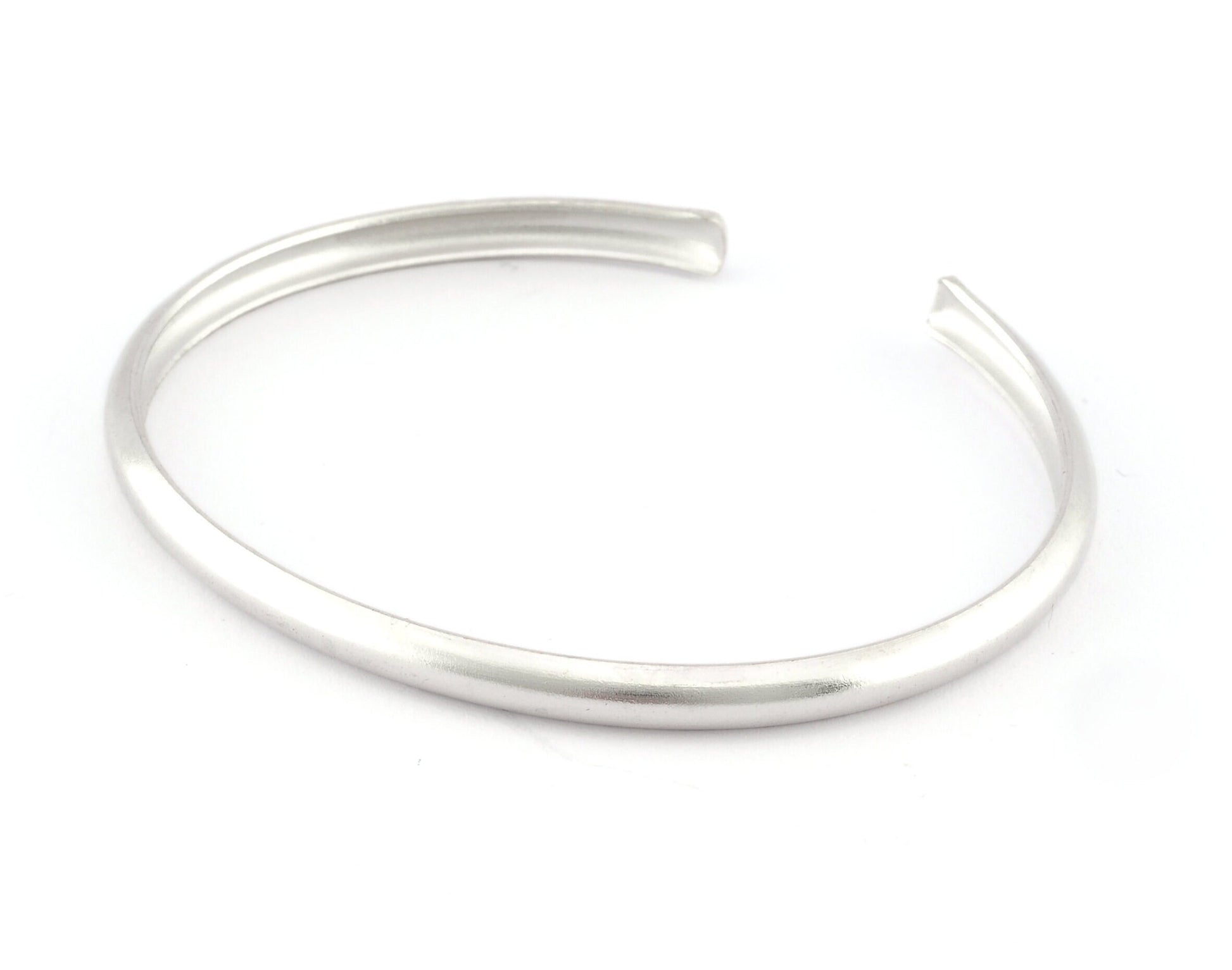 Curved Bracelet Base, Shiny Silver plated brass (4.5mm) 5219