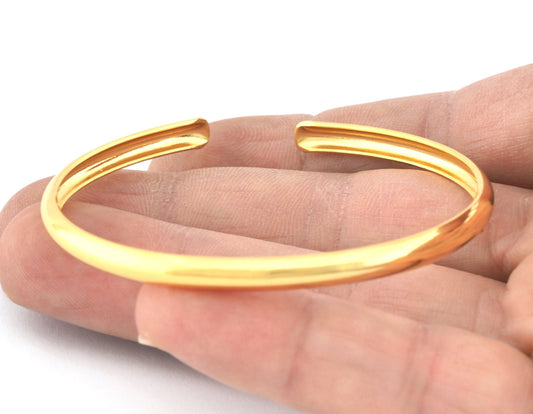 Curved Bracelet Base, Shiny Gold plated brass (4.5mm) 5219