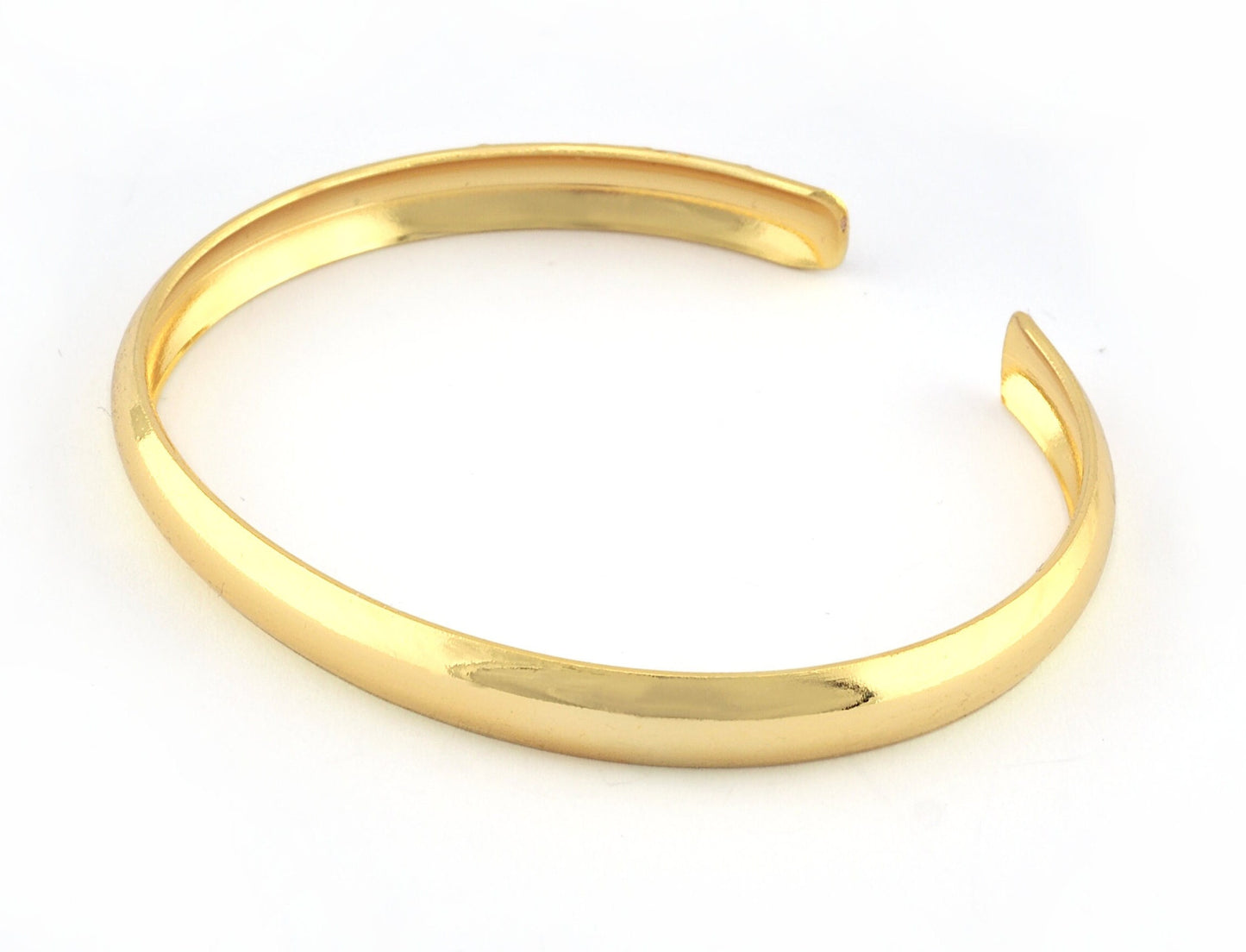 Curved Bracelet Base, Shiny gold plated brass 5188