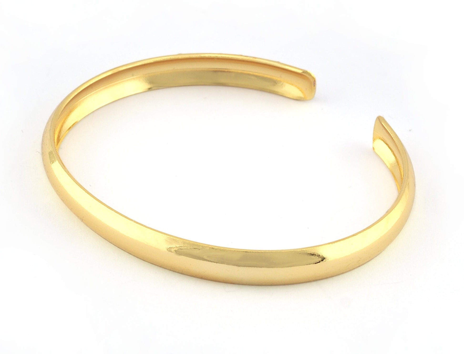 Curved Bracelet Base, Shiny gold plated brass 5188