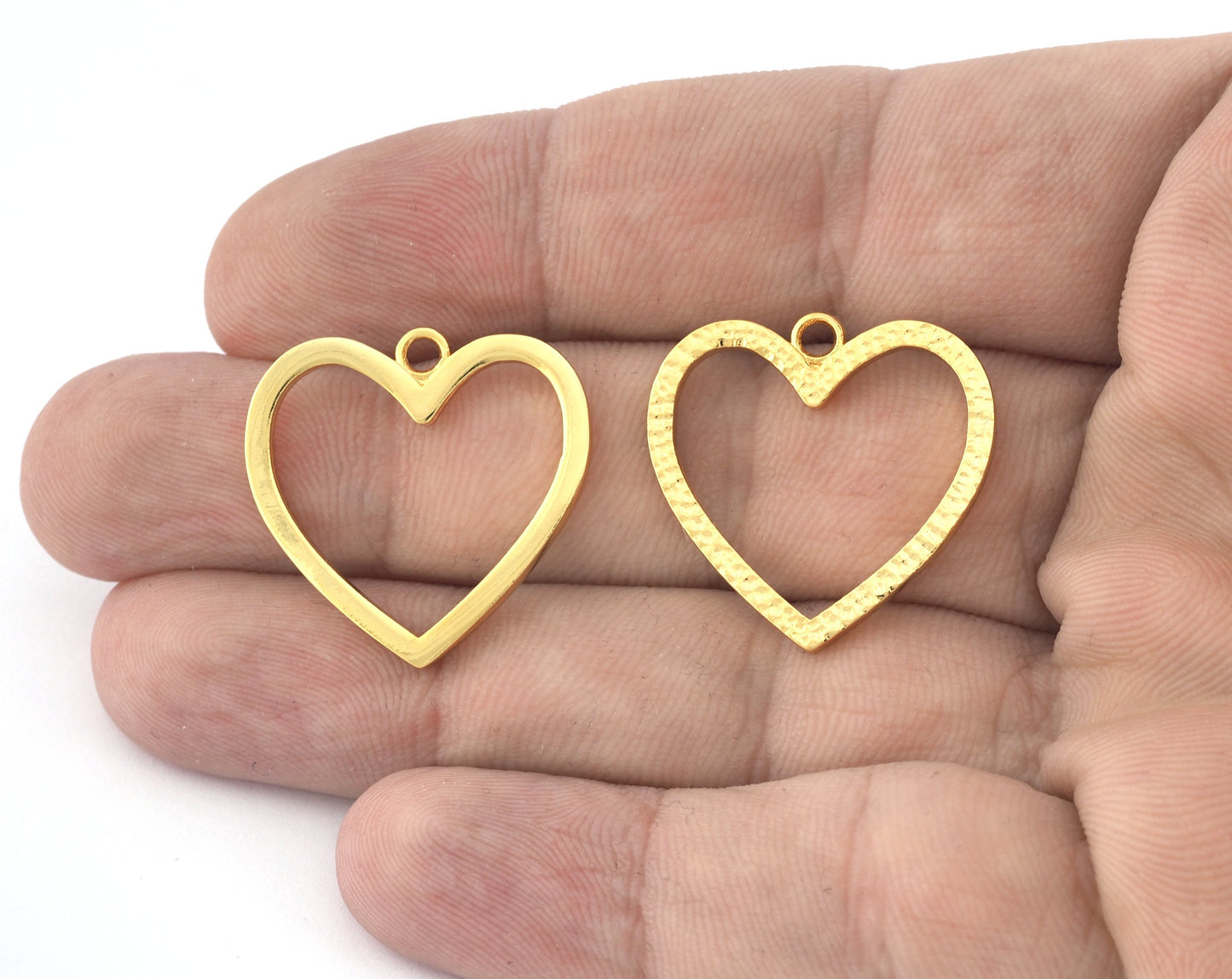 Heart Frame Charms, Pendant, Shiny Plated Brass 26x25mm 5153 newline