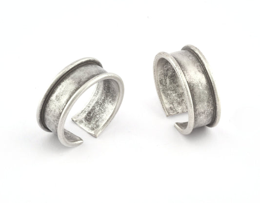 Ring Blank, Adjustable Ring Antique Silver Plated brass OZ5196