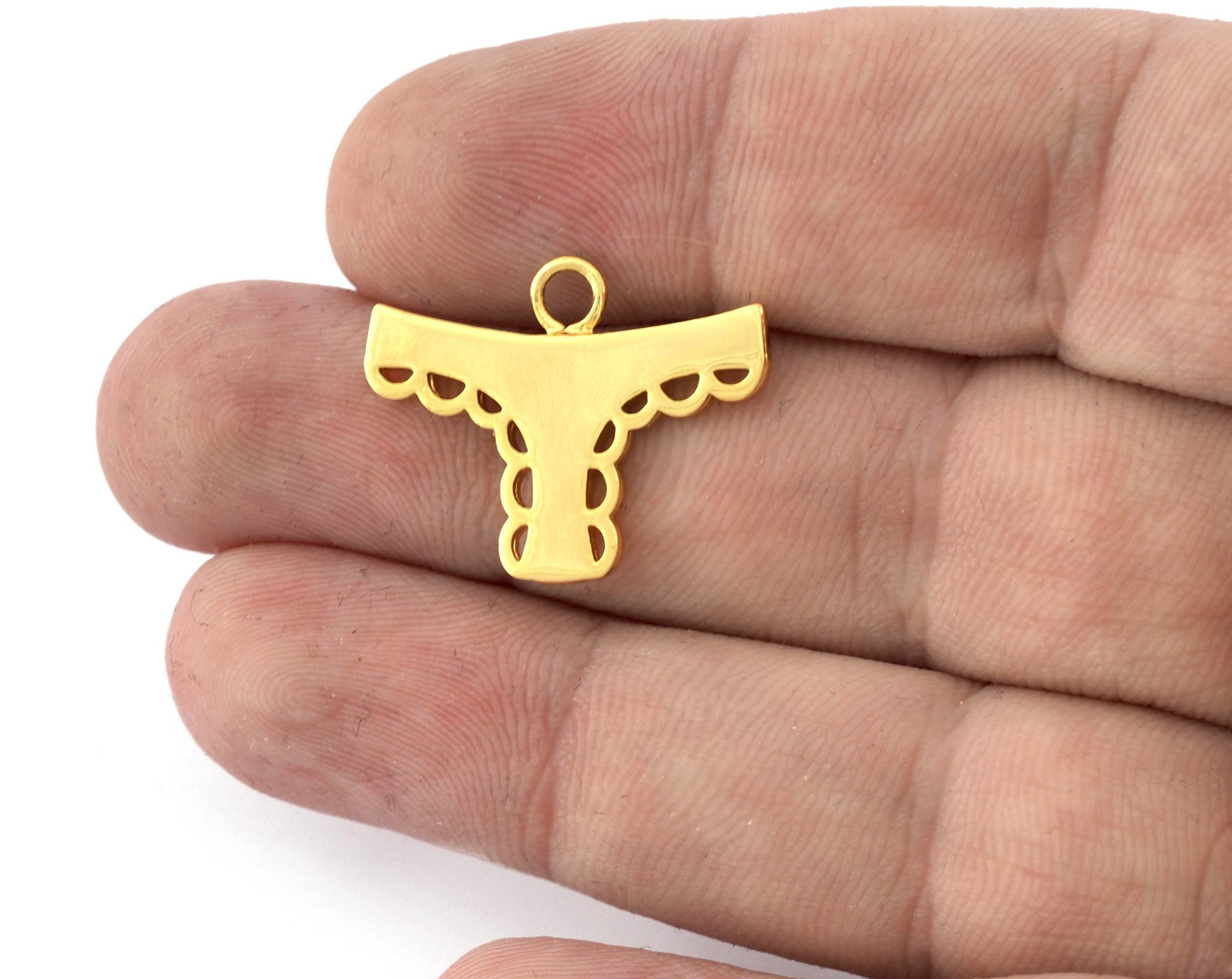 Panties Charms, Pendant, Shiny Gold Plated Brass 26x20mm 5161 newline