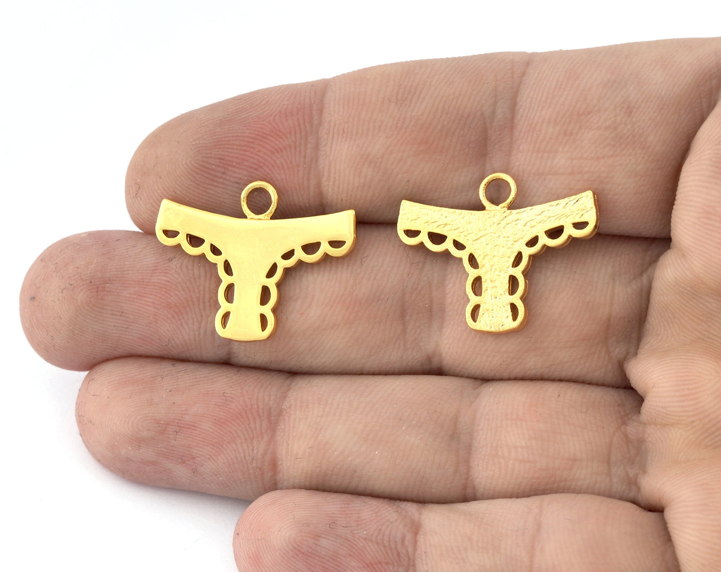 Panties Charms, Pendant, Shiny Gold Plated Brass 26x20mm 5161 newline