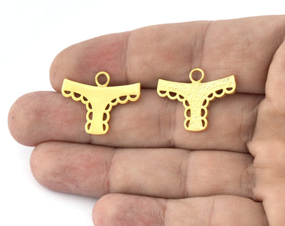Panties Charms, Pendant, Shiny Gold Plated Brass 26x20mm 5161 newline