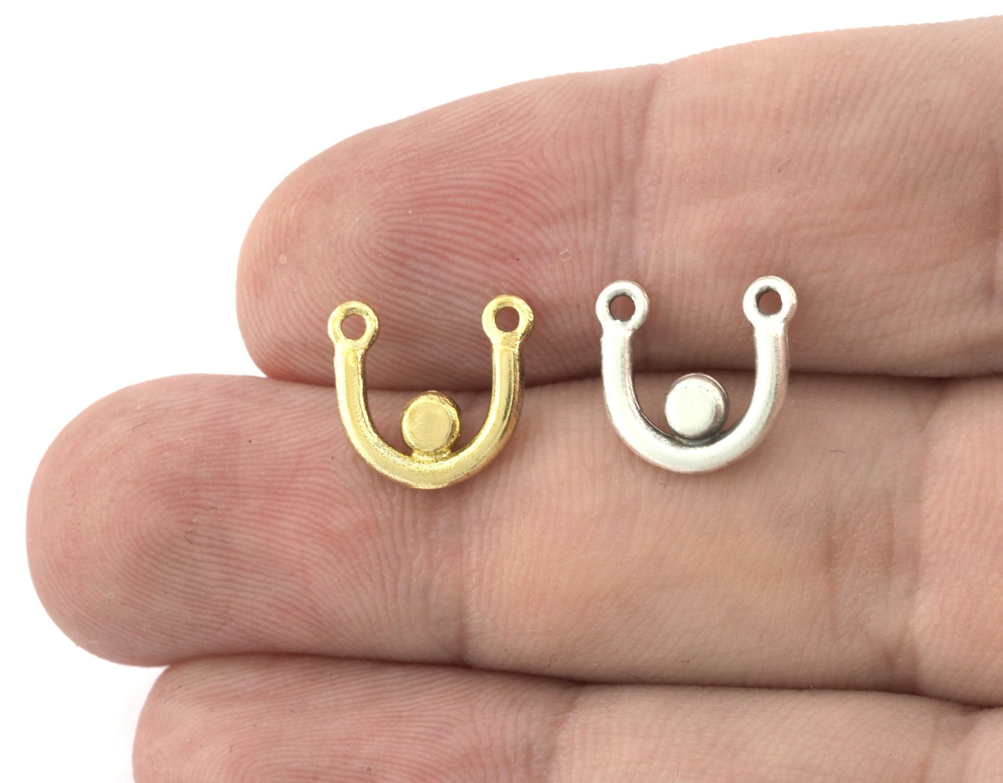 Boobs Connector Charms, Pendant Raw Brass - Antique Silver, Shiny silver, Shiny gold 12x11mm Charms 5226