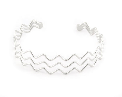 Zigzag Bracelet Base, Shiny Silver plated brass 5192